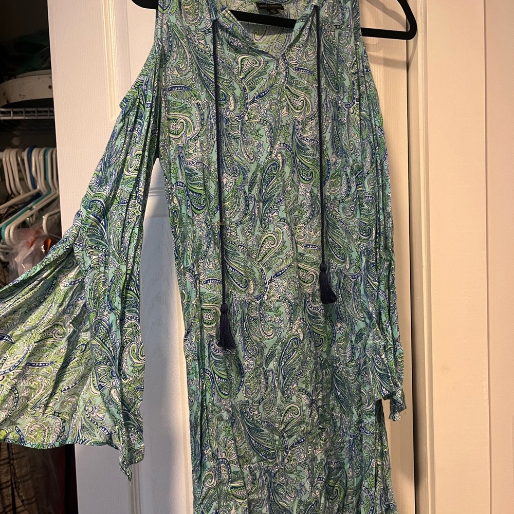 Coco + Carmen Blue and Green Paisley Dress